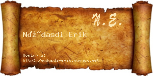 Nádasdi Erik névjegykártya